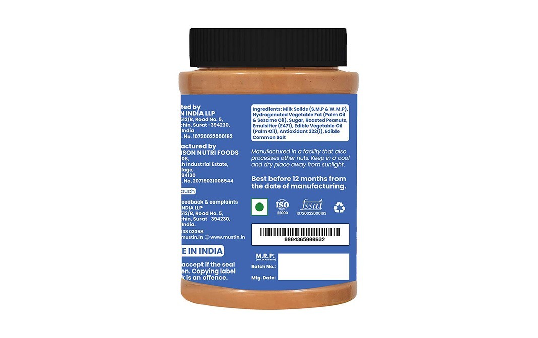 Mustin Vanilla Peanut Butter Creamy   Plastic Jar  1 kilogram